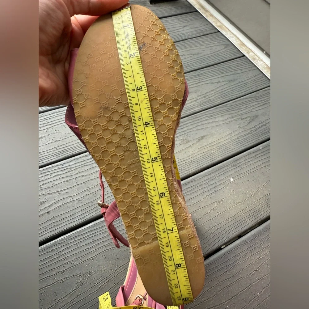 GUCCI Microguccissima Shine Low‎ Wedge Sandals, Size 6.5